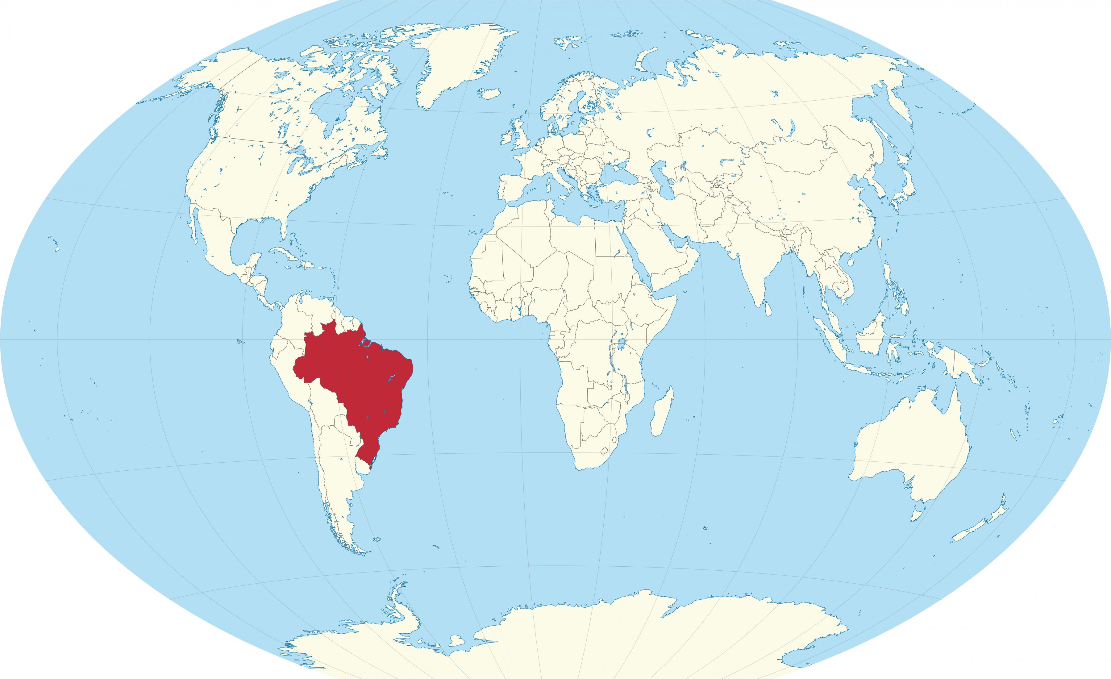 巴西在世界地图上：周边国家和美洲地图上的位置